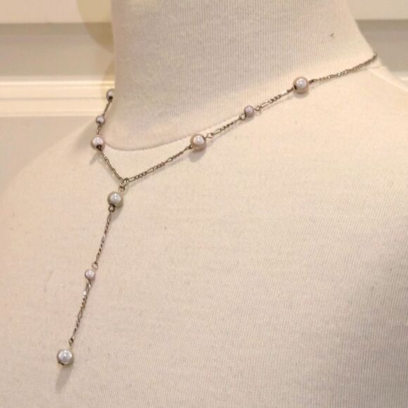 3/$30 Vintage Illusion Bead Lariat Necklace with Barrel Clasp - Picture 8 of 8